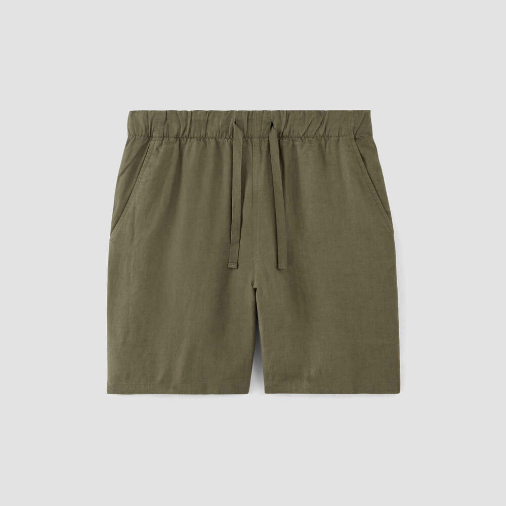 Everlane Men's Linen Easy Short in Olive, Size 2XL
